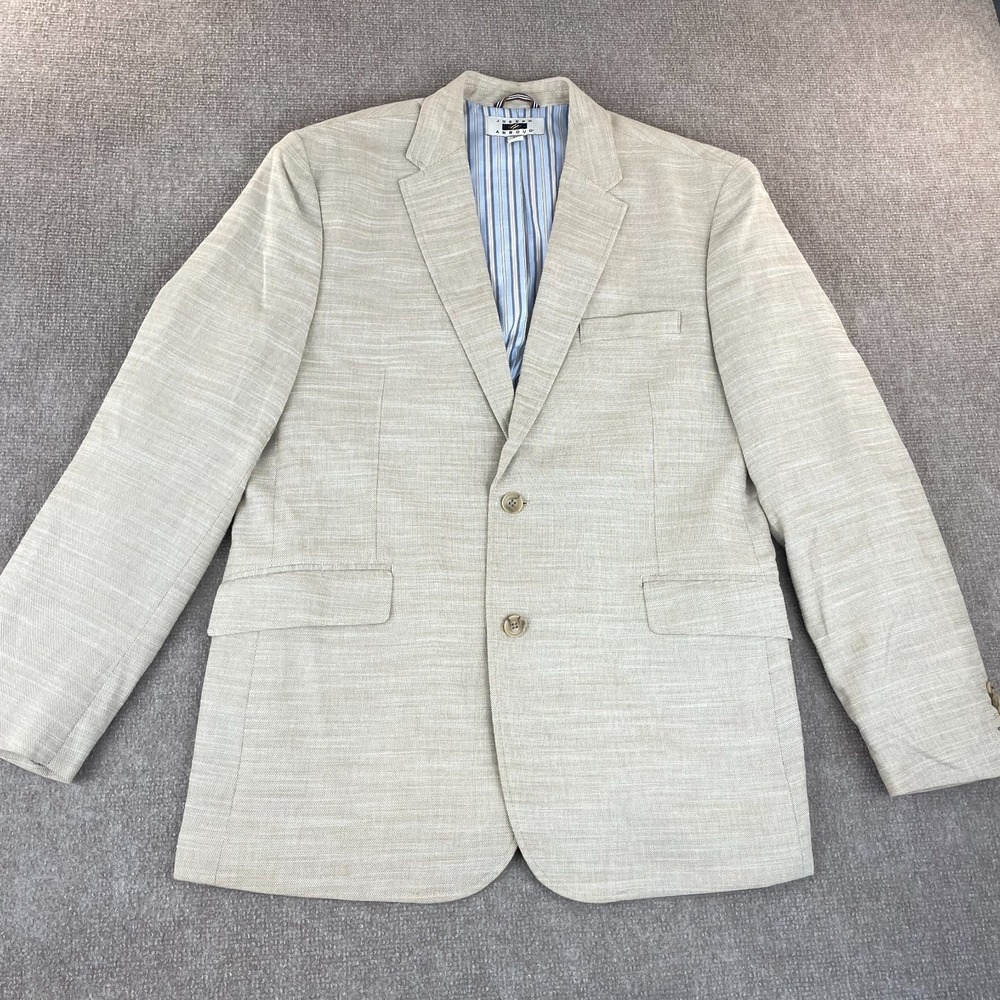 Joseph Abboud Blazer Jacket Mens XL Beige‎ Striped Linen Cotton Single Breasted